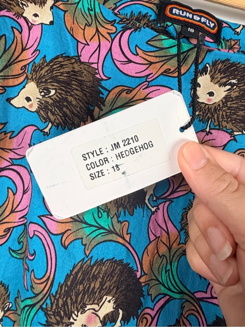 New RUN & Fly blue hedgehog dress with pockets size us 14 — missing belt - Picture 3 of 8